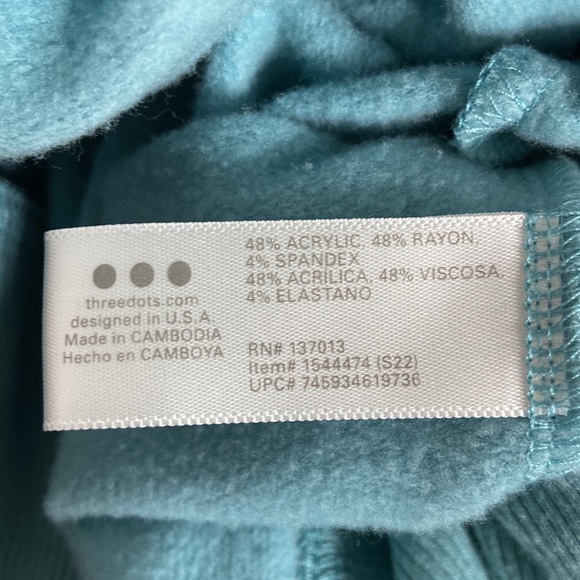 Women’s Three Dots relaxed fit cozy quarter zip Nile blue pullover. Sz medium - Picture 12 of 16